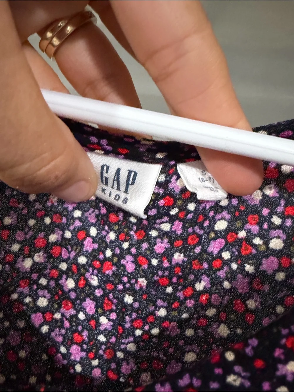 GAP Black Floral Button-Front Casual Dress with Pink & Red Dots